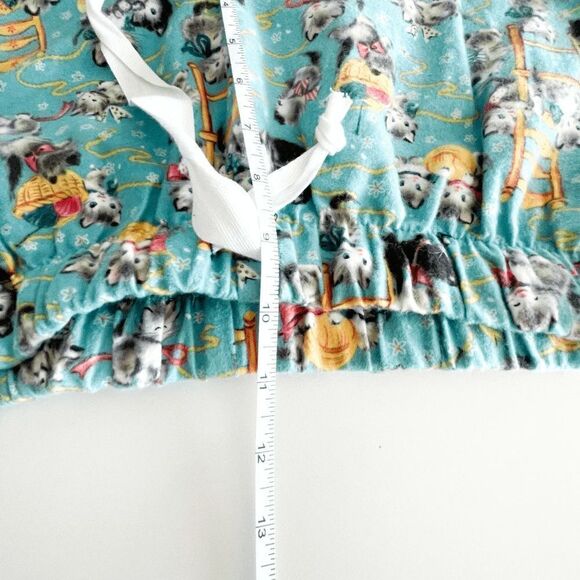 PJ Zzzz Womens Lounge Pajama Pants Flannel Drawstring Cats Kitten Blue XS - Picture 8 of 9
